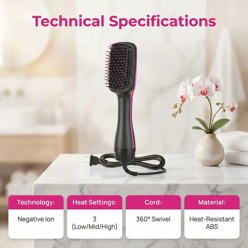 2-In-1 Hot Air Hair Dryer Brush, Professional Blow Dryer Brush for Curling Straightening & Volumizing, Fast Salon-Quality Hair Styling Tool