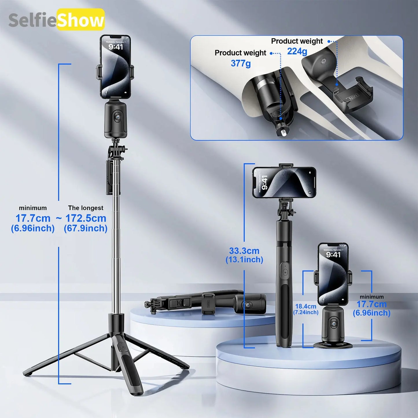Smart AI Facial Recognition Phone Tripod, Selfie Stand, Remote Tripod, 360° Pan & Tilt, Panoramic Tracking & Stabilization for Home & Outdoor Use #GLOBAL PICKS
