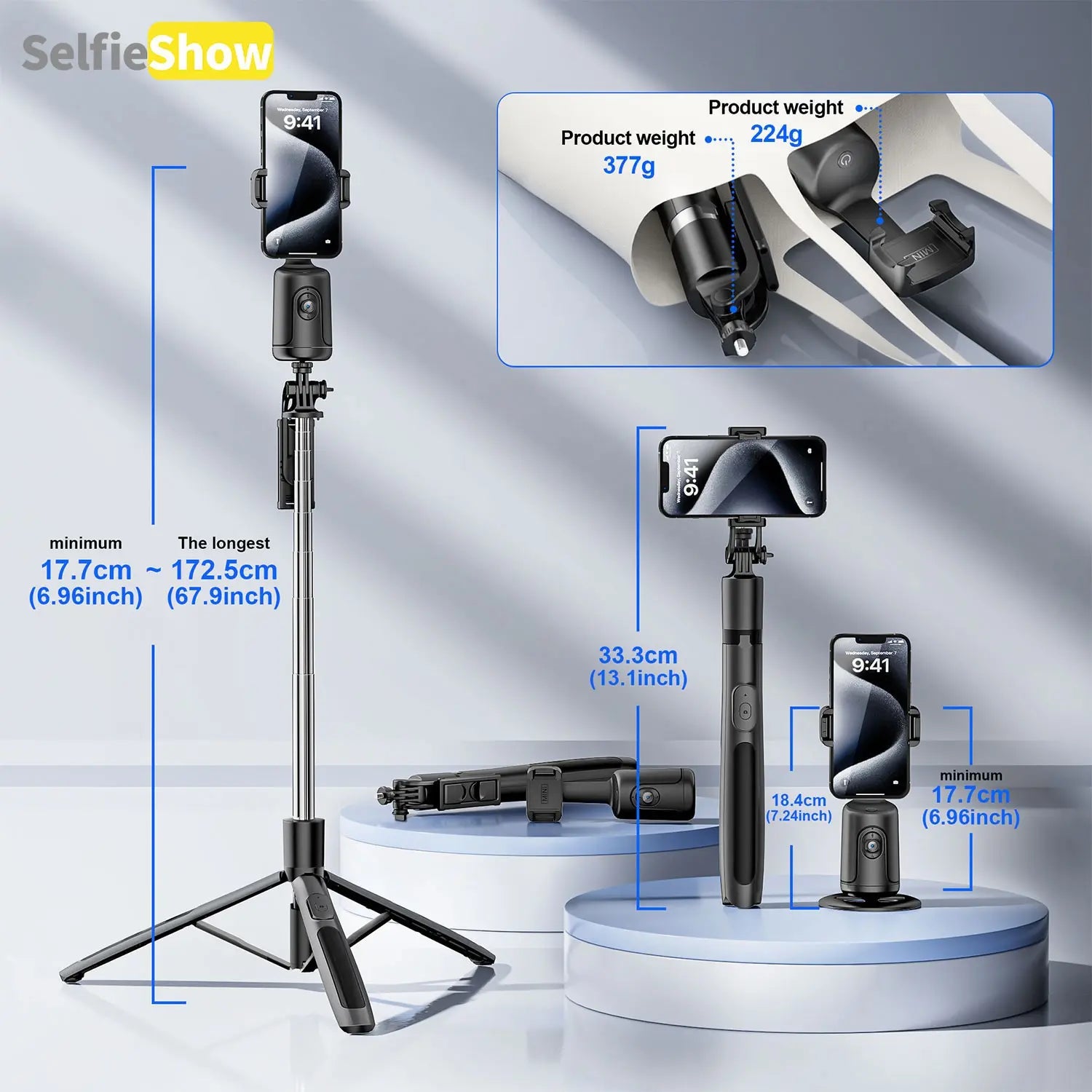 Smart AI Facial Recognition Phone Tripod, Selfie Stand, Remote Tripod, 360° Pan & Tilt, Panoramic Tracking & Stabilization for Home & Outdoor Use #GLOBAL PICKS