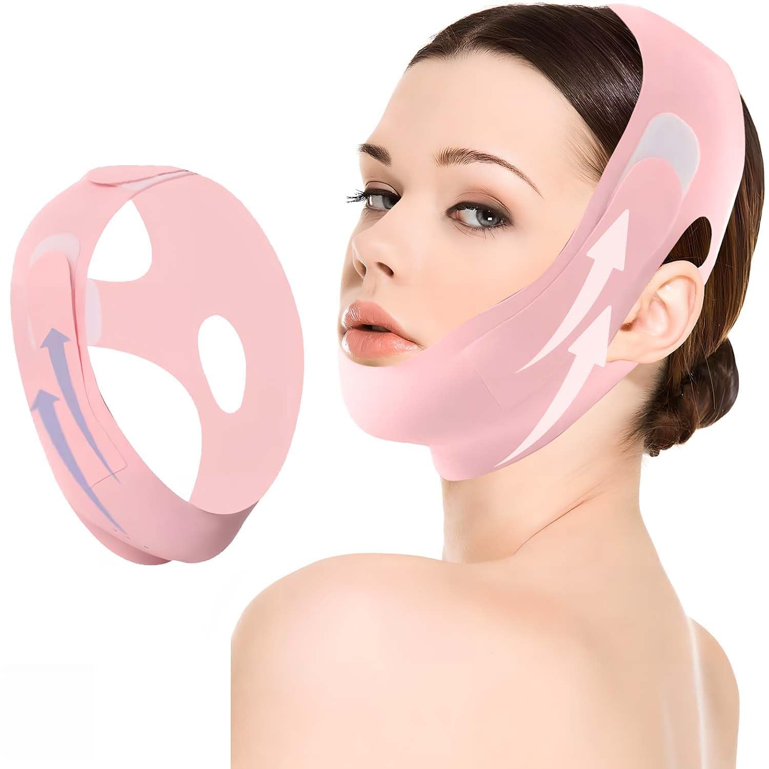 Face Lifting Strap,V-Line Lifting Chinstrap for Sleeping(Pink)