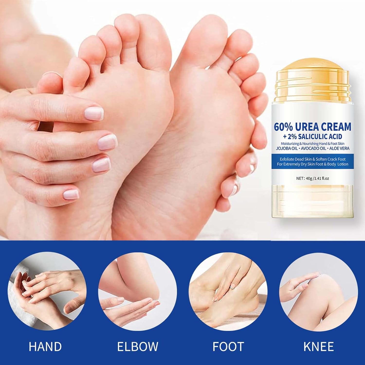 2Pcs Urea Foot Cream,Hydrating and Nourishing Foot Balm Stick,Foot Repair for Dry Skin and Rough Heels,Hands,Knees Skin Care Heel Treatment (Aloe Vera & Avocado, Scent B)