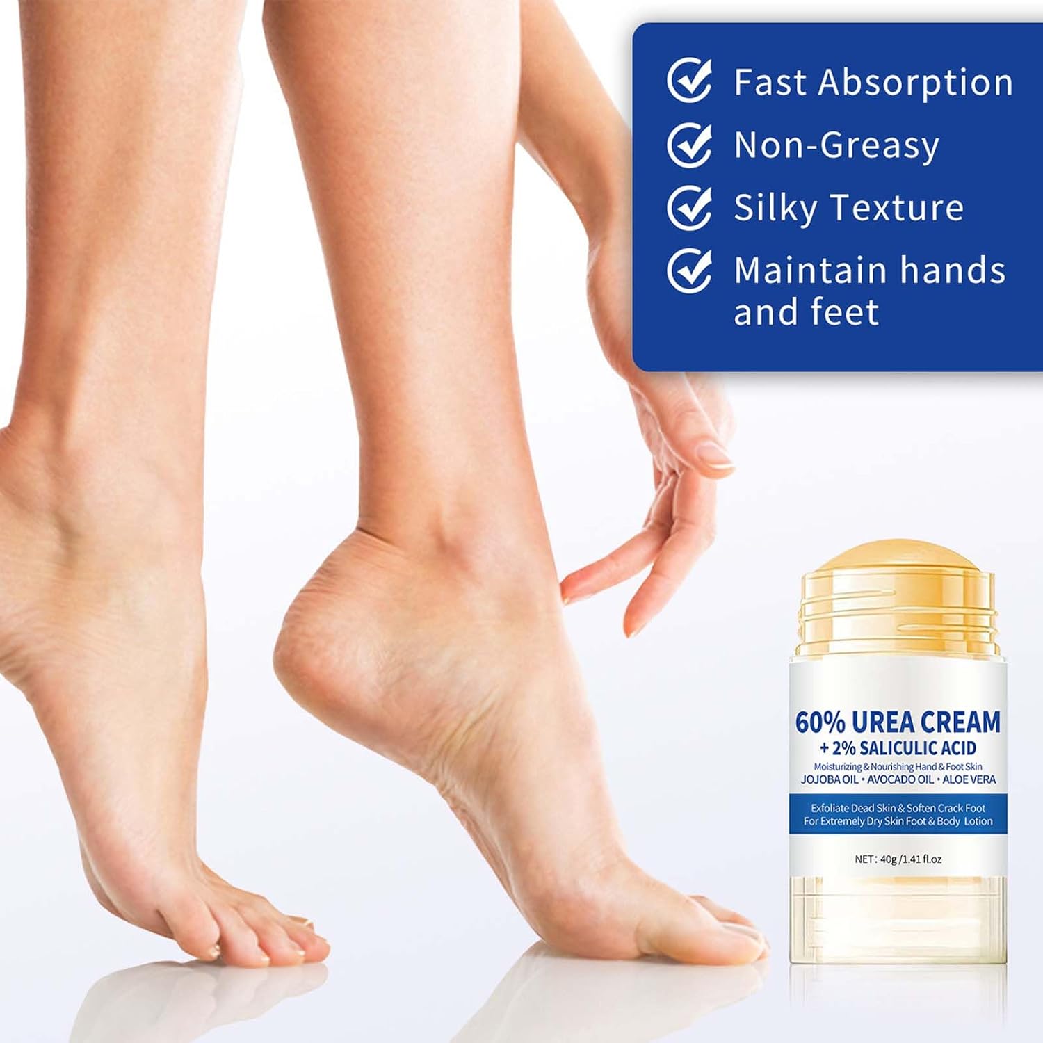 2Pcs Urea Foot Cream,Hydrating and Nourishing Foot Balm Stick,Foot Repair for Dry Skin and Rough Heels,Hands,Knees Skin Care Heel Treatment (Aloe Vera & Avocado, Scent B)