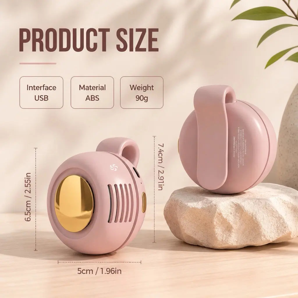 Portable Silent Mini Bladeless Electric Fan,Adjustable 3-Speed Suspended Waist Fans,Phone Cooling Fan,Personal Fan,Rotating Bodyfan Suitable for Outdoor Travel,Fathersdaygift,Rechargeable Personal Fan,Handheld Turbo Fan,Perfect Gift