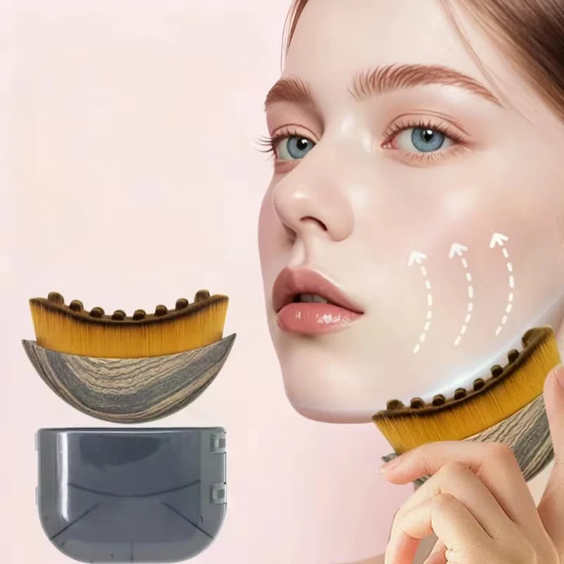 Facial Contour Massage Brush, Chin and Jawline Shaping, Reduces Puffiness, V-Line Massager, Chin Skin Shaping Tool.